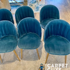 Blue upholstered chairs after cleaning